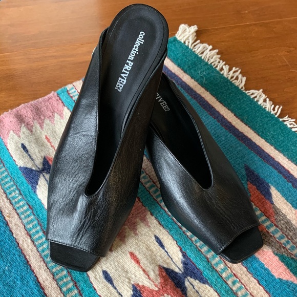 Collection PRIVEE?- black leather, kitten heel, 39 - Picture 3 of 8